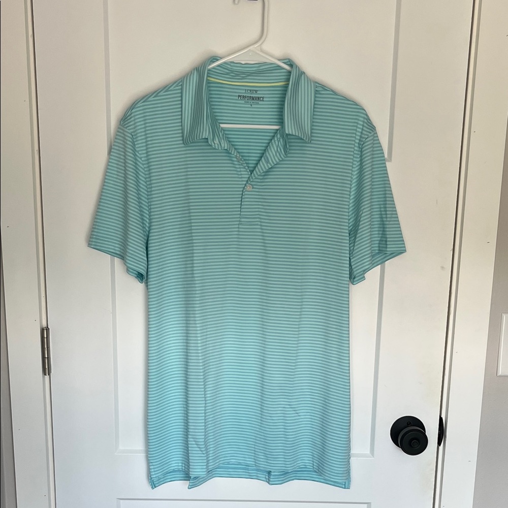 J. Crew Factory Men's Light Blue Striped Polo Shirt